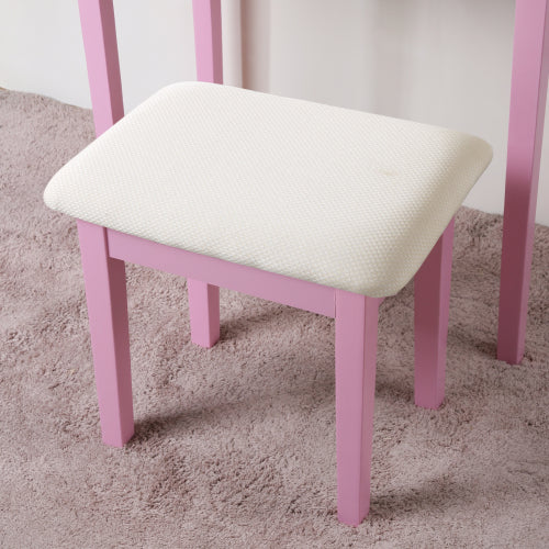 Vanity Table and Stool Set, Pink
