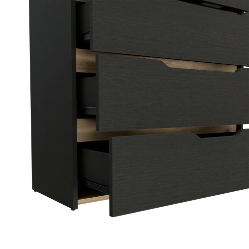 Drawer Dresser 35"H, Four Drawers, Superior Top, Black / Light Oak
