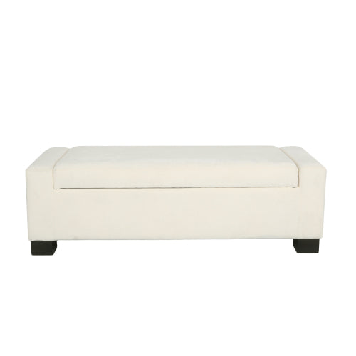 50 inch Fabric Storage Ottoman Bench with Hinged Lid and Birch Legs
