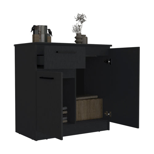 Dresser with 2-Door Cabinets and Drawer -Black