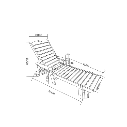 Lounge Chair with Side Table, 3-Piece Oversized Chaise Lounge Chair Setwith Wood Texture,White