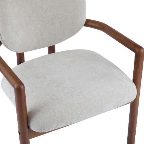 Set of 2 Beige King Louis Rubberwood Arm Dining Chairs, 300 LBS Weight Capacity