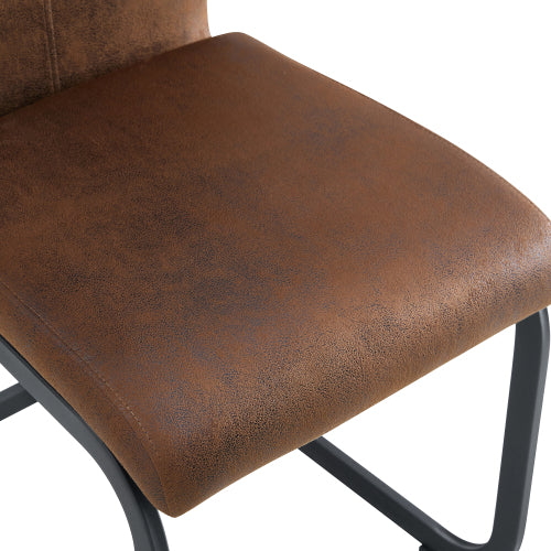 Set of 2 Vintage Brown Tech Fabric Dining Chairs, 39.3inch High Back Metal Frame Accent Chairs