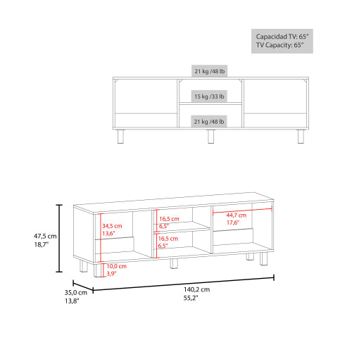 White Matching TV Stand & Coffee Table Set with Open Storage Shelves
