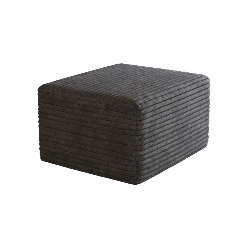 Dark Grey Plush Corduroy Sofa Ottoman, No-Assembly Modular Cloud Couch with Chaise for Living Room & Bedroom
