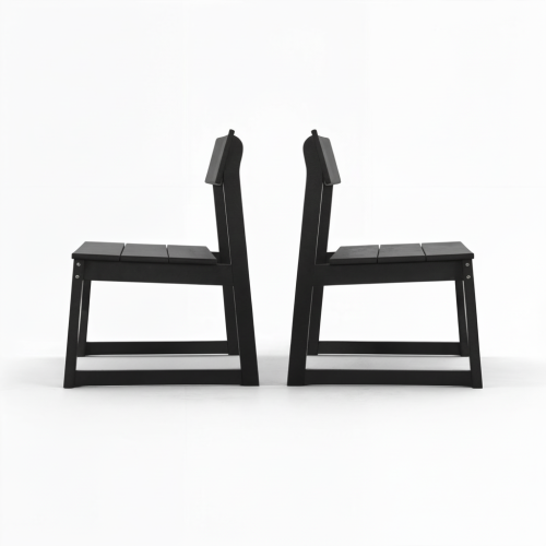 2-Pack Black HDPE outdoor & garden backres Modernist Designt chairs
