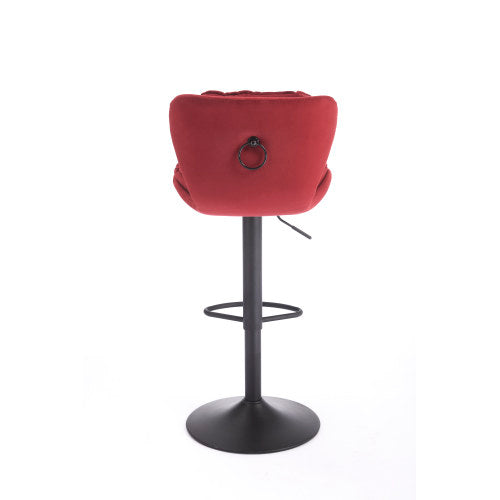 Set of 2 Bar Stools with powder Footrest and Base Swivel Height Adjustable Mechanical Lifting Velvet + powder Leg Simple Bar Stool-RED