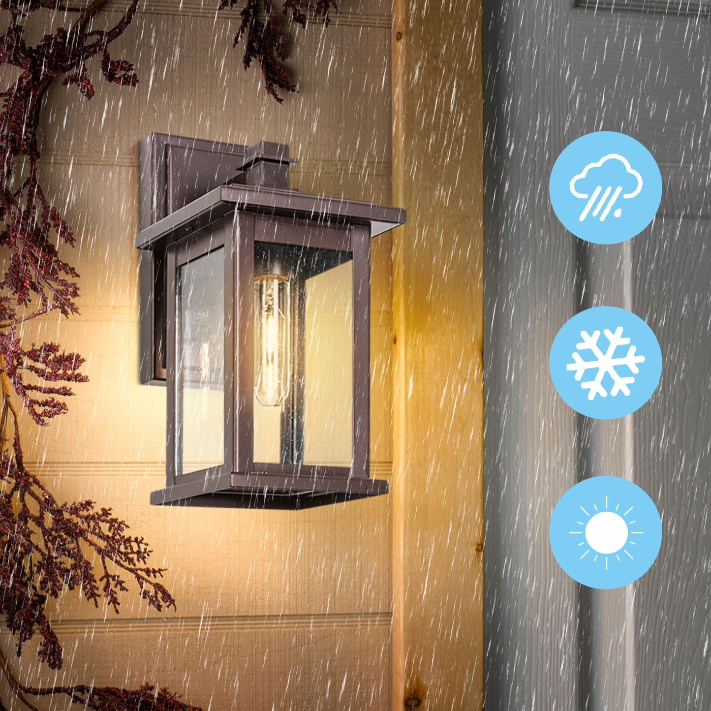 1 Set Oil Rubbed Bronze not Motion Sensing Outdoor Hardwired Wall Lantern Sconce with No Bulbs Included