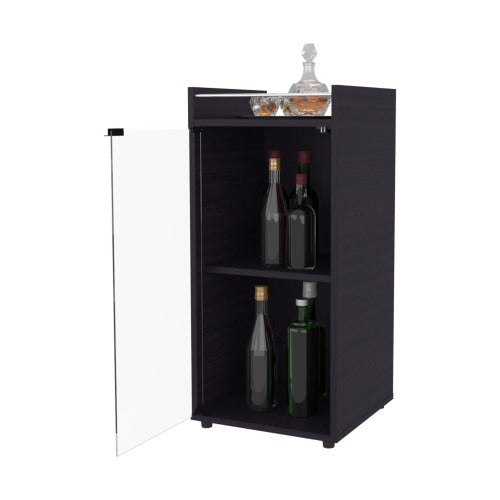 Glass Door Bar Cabinet with Shelves, Wenge
