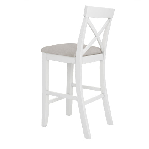 Farmhouse 48inch Rectangular Wood Bar Height Dining Set Kitchen Breakfast Nook with 2 Chairs for Small Places,Brown+White+Beige