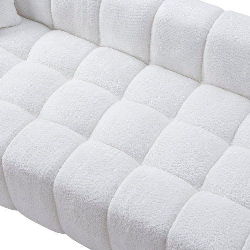 102.7 Inch Marshmallow Cloud Compressed 4-Seater Boucle Sofa with 2 Cushions for Living Room Apartment