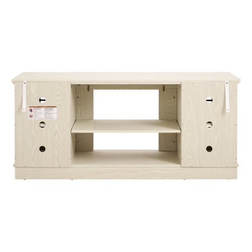 Modern 65 Inch TV Stand with Faux Stone Cabinet White Media Console