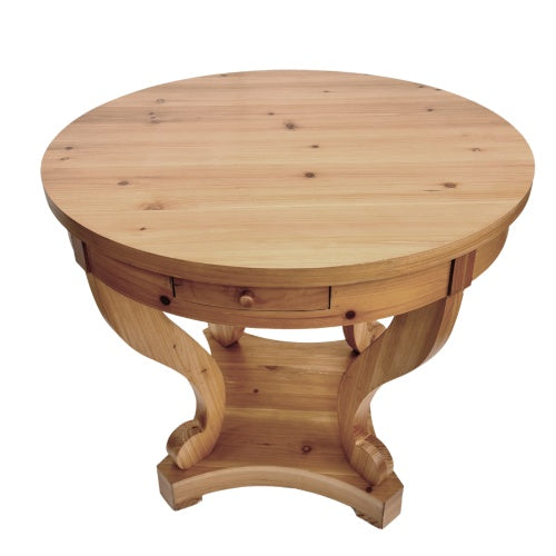 Farmhouse Round Side Table with Storage Drawers Small Dining Accent Table