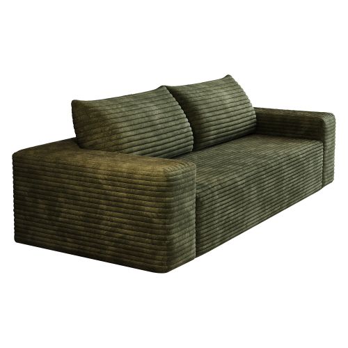 71-Inch Green Corduroy Deep-Seat 3-Seater Sofa No-Assembly for Living-Room Bedroom Apartment Conference Room