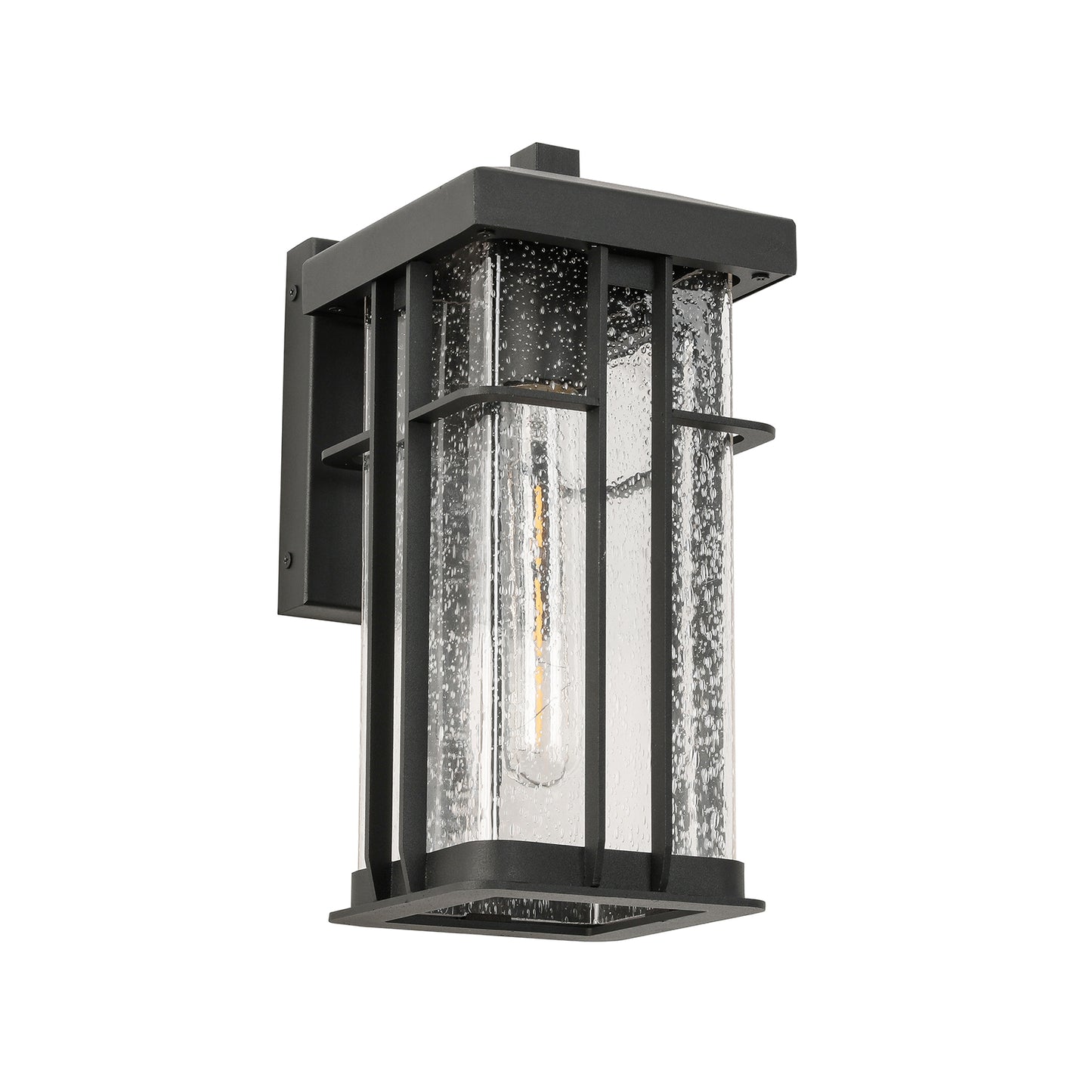 " 1-Light Matte Black Metal not Motion Sensing Outdoor Hardwired Wall Sconce with No Bulbs Included"