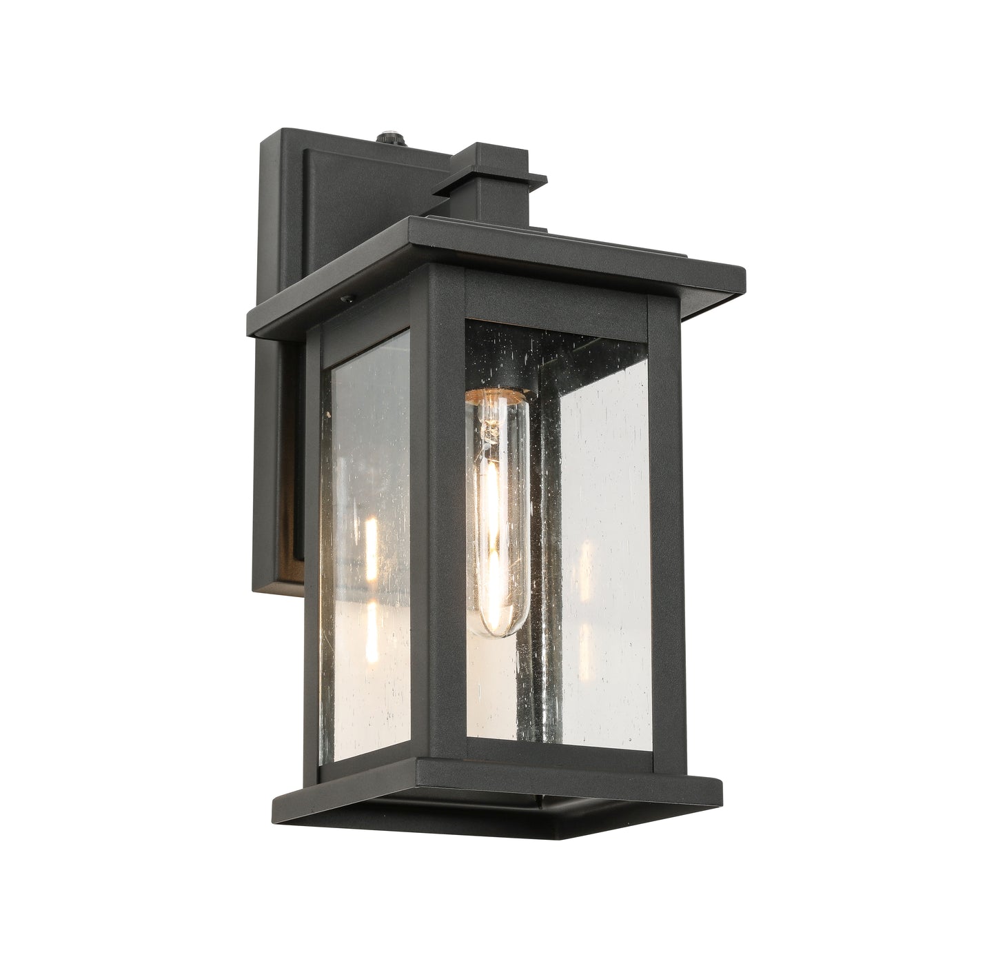 " 1-Light Black Not Motion Sensing Dusk to Dawn Outdoor Hardwired Wall Lantern Sconce with No Bulbs Included"