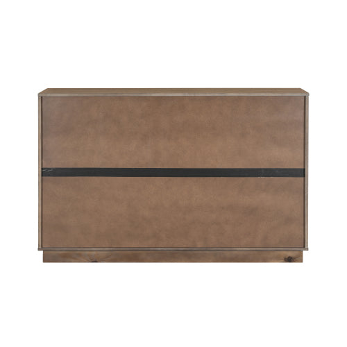 Dark Brown Storage Cabinet with 7 Drawers and 2 Doors