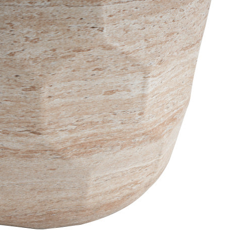 Outdoor/Indoor Lightweight Concrete Side Table,Travertine Finish
