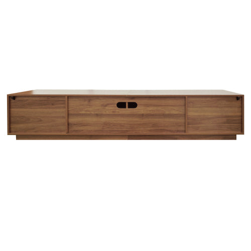 78.7 inch Walnut Mixed Slat Flat Panel Legless TV Stand Full Closed Media Console Fits Up To 85 inch TV