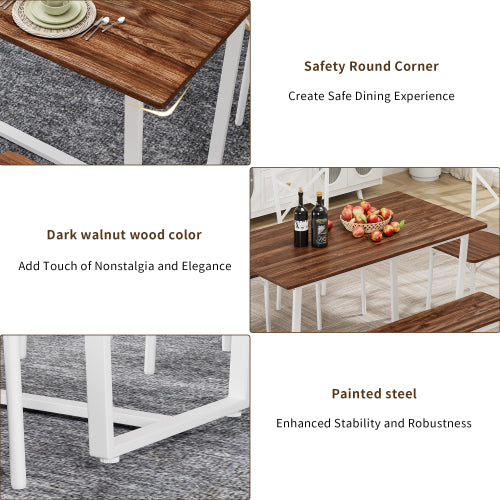 4-Piece Industrial Dining Set, MDF Table & 4 Curved Back Chairs