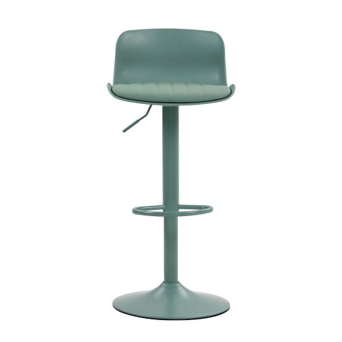 Bar Stools Set of 2 - Height Adjustable Swivel Counter Height Barstools with Back, Armless PU Leather Kitchen Island Chairs, Sturdy Large Base for Home/Bar/Restaurant-Mint Green