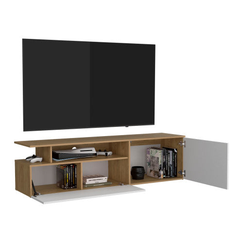 Floating 63 inch TV Stand with 2 Cabinets, 6 Shelves & Cable Management