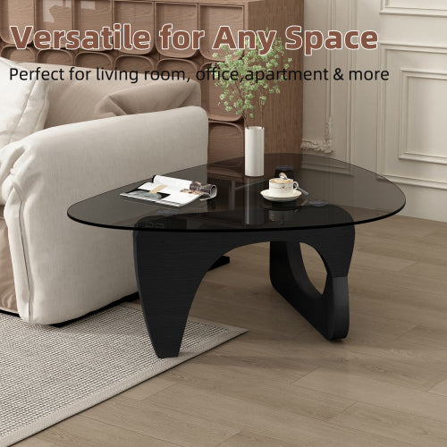 Mid Century Modern Glass Coffee Table, Black