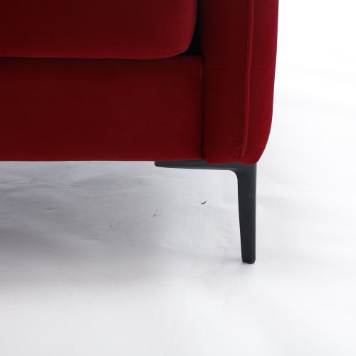 Mid-Century Modern Velvet Accent Armchair with 1 Pillow & Metal Legs