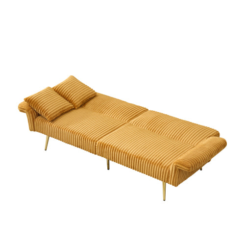 79-Inch Foldable Corduroy Double Sofa Bed with Foldable Armrests for Small Spaces