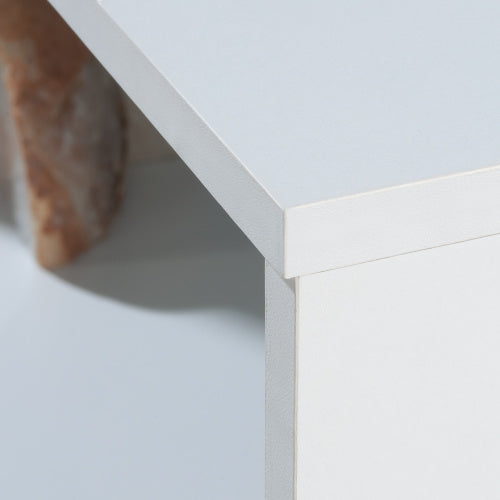 White Coastal Style 2-Shelf Adjustable Bookcase With Lower Drawer