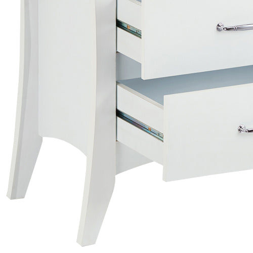 White 2-Drawer Wooden Nightstand