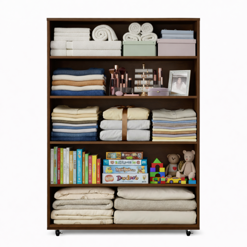 5 Drawer Dresser on Wheels Dark Brown Rolling Chest of Drawers Mobile Storage Cabinet for Bedroom Closet, Wide Drawer Organizer, 30.71" W x 15.75" D x 44.49" H