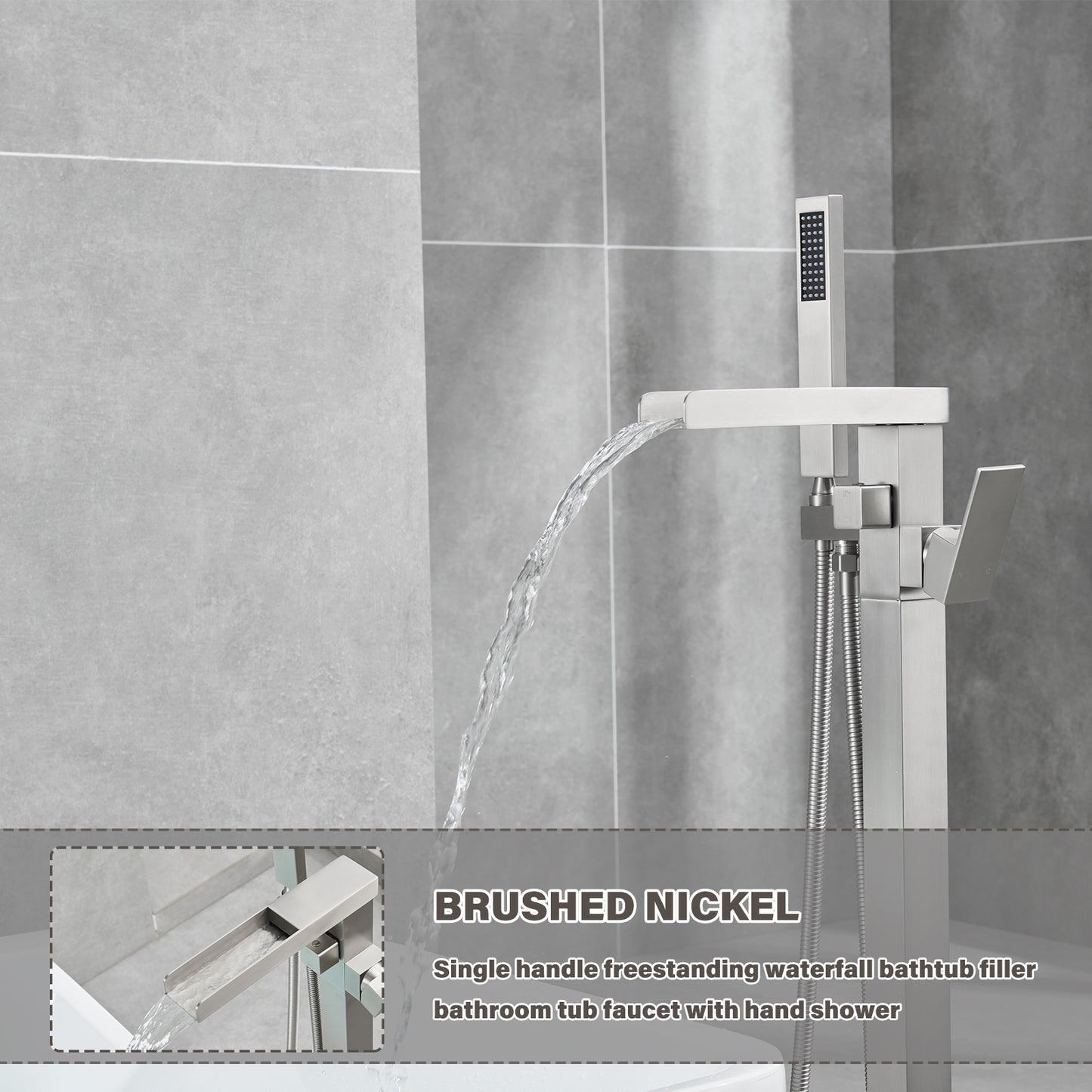 Single-Handle Free Standing Claw Foot Freestanding Tub Faucet with Handheld Shower in Chrome
