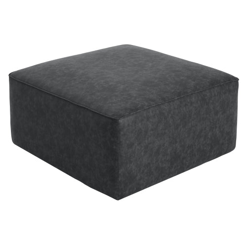 Black Square PU Leather Modular Ottoman, 29.5 inchW Sectional Footrest with Pocket Coil Spring Support