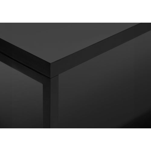 48 Inch Compact Black Metal Frame TV Stand with Dual Open Layers & 2 Storage Drawers