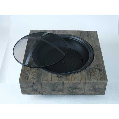 Wood-Fueled Outdoor Fire Pit with Wood Grain Design