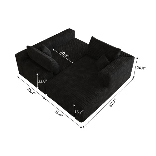 103 inch Black L-Shape Cloud Deep-Seat Corner Sectional Sofa, No Assembly