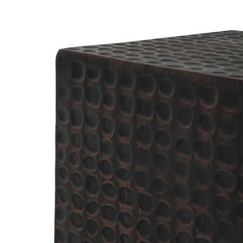 Outdoor Side Table, Patio End Table Cube, MGO Fluted Coffee Table for Outside, Garden, Backyard, Poolside Accent Table, Antique Copper