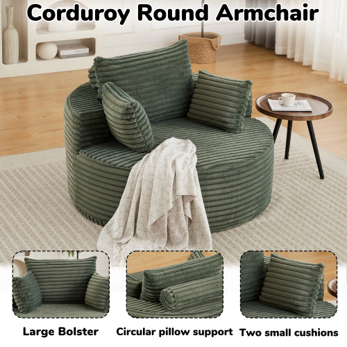 50"L Corduroy Sponge single sofa,No Assembly Required,Fluffy Modern Sleeper Chair for Living room, Bedroom, Lounge and Projection Room(Not a swivel chair.)