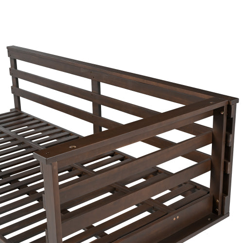 Country Patio Wooden Twin Size Swing Daybed Porch Swing Frame with 4pcs 96-inch Hemp Ropes for Backyard, Garden, Brown