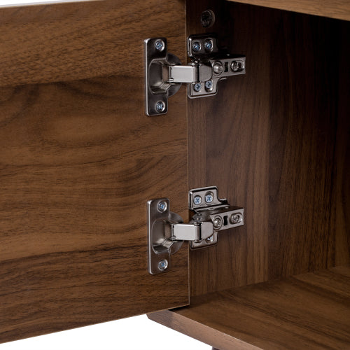 78.7 inch Walnut Rattan TV Stand Soft Close Doors Fits 75/80/85 Inch TV