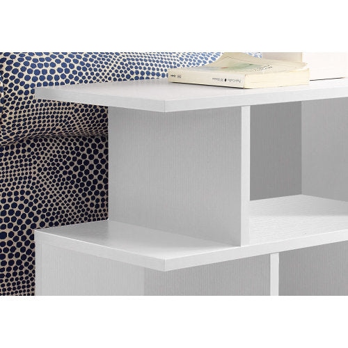 3-Tier White Laminate Accent Side Table with 6 Open Shelves