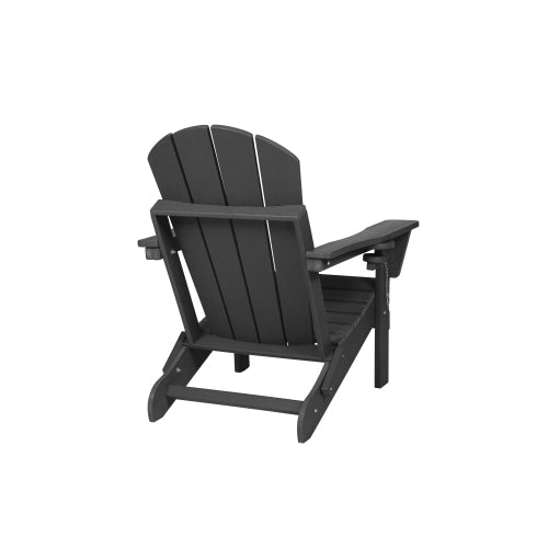 HDPE Folding Chair with Dual Cup Holder - Composite Chair with Wood Texture- Gray