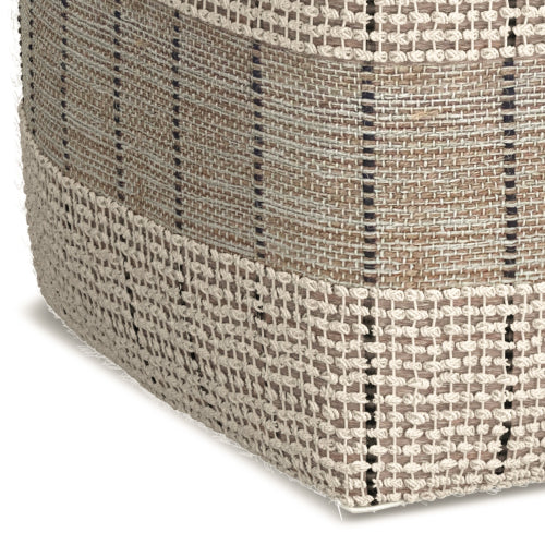 18 Inch Jute Cotton Pouf Ottoman Handwoven Footrest Accent Seat