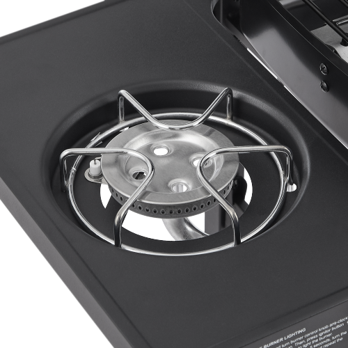 2 Burner BBQ Propane Gas Grill with Side Burner 24000 BTU Output Stainless Steel Barbecue Grill with Enameled Grates and Side Tables for Outdoor Cooking Kitchen and Patio Backyard