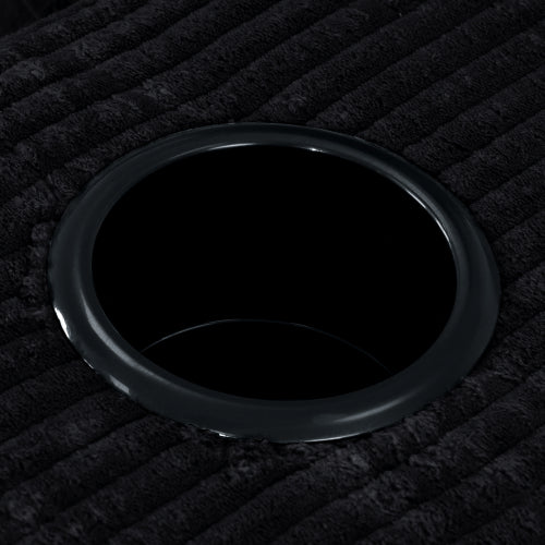 Black Convertible Corduroy Boneless Chaise Lounge Sleeper Sofa-Bed Wide Armrest Cup-Holder & Throw Pillows No-Assembly