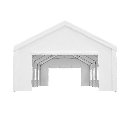 Carport Canopy 16x32 Heavy Duty, Portable Metal Carport Garage with Removable Waterproof Cover & Sidewalls, All Weather Outdoor Shelter for Cars, Trucks, Vehicles & Equipment