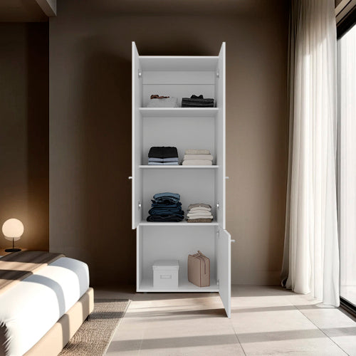 Armoire 66.9" H, 3 Doors, 3 Shelves, White - Bedroom