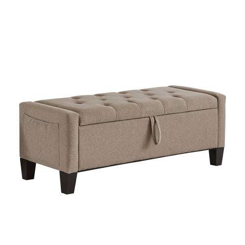 Ottoman with Storage, Storage Ottoman Bench with Safety Hinge 350 lbs Weight, Upholstered Entryway Bench with Seating for Bedroom, Living Room - LINEN