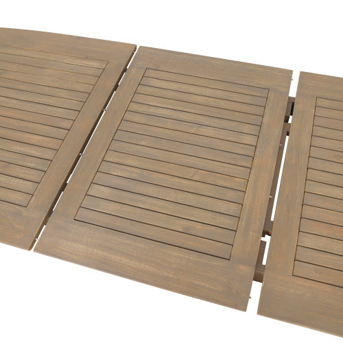 Outdoor Acacia Wood Expandable Dining Table, Gray